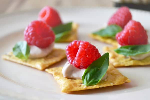 Easy Appetizer Recipe - Raspberry Basil Canapés - Get the recipe at cookthestory.com