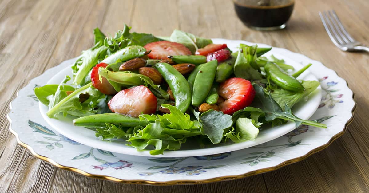 Sautéed Strawberry Salad with Sugar Snap Peas