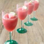 An Easy Watermelon and Lemon Wine Slush Recipe. Get this refreshing drink recipe and more from www.cookthestory.com