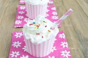 Cupcake Milkshake Recipe - Little milkshakes that look and taste like cupcakes. Perfect for a child's birthday party dessert!