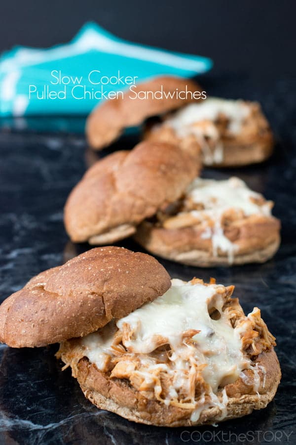 Slow Cooker Pulled Chicken Sandwiches