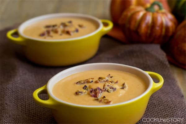 Pumpkin Soup with Bacon and Parmesan - Cook The Story