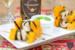 Grilled Scallops with Butternut Squash and Basil