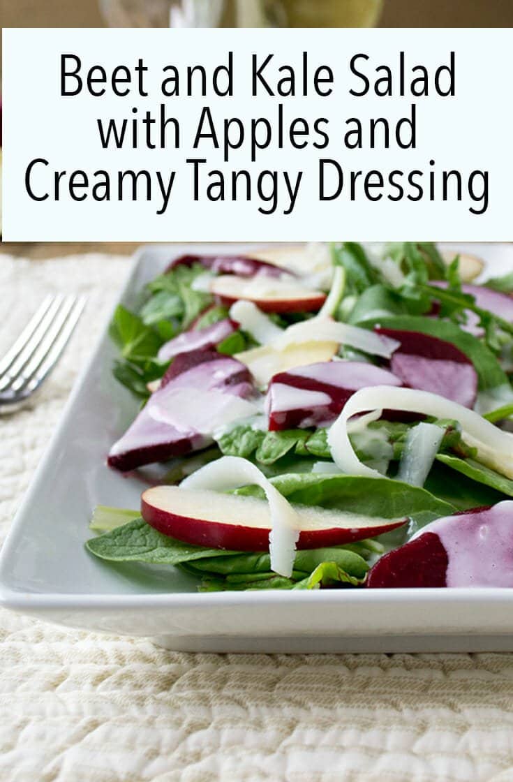 Beet and Kale Salad with Apples and Creamy Tangy Dressing