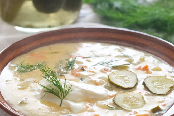 Delicious Dill Pickle Soup, homemade soup in 15 Minutes. It’s like a creamy potato soup with extra salt and tang from the pickles and sour cream. So good!