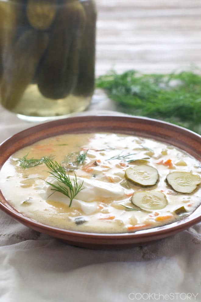 Delicious Dill Pickle Soup, homemade soup in 15 Minutes. It’s like a creamy potato soup with extra salt and tang from the pickles and sour cream. So good!