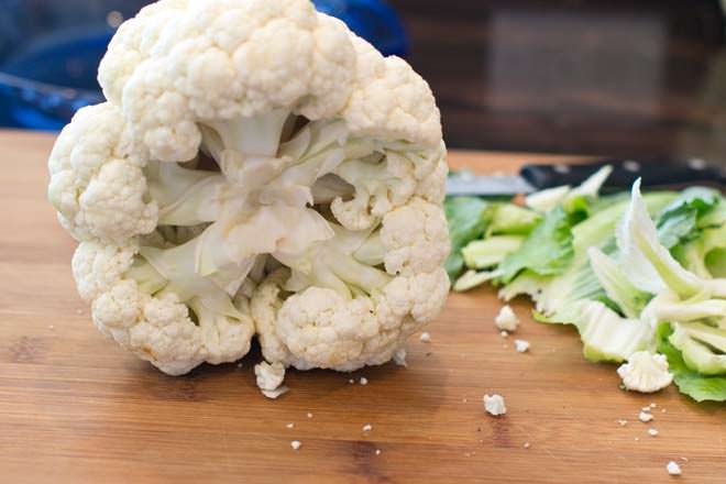 Head of cauliflower ready to go.