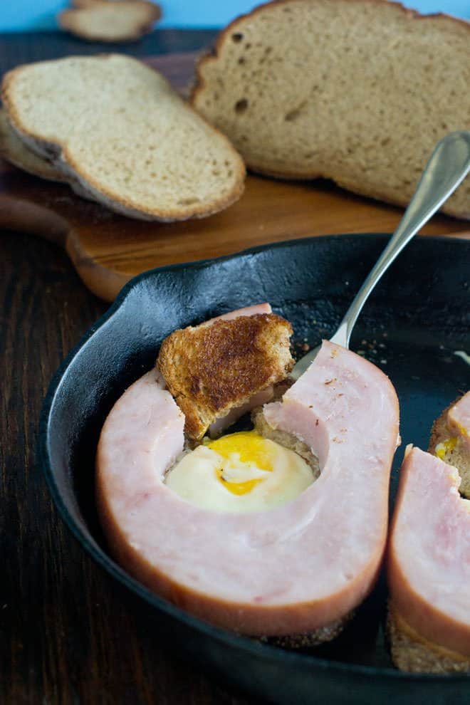 Ham Steak Egg-in-a-Hole