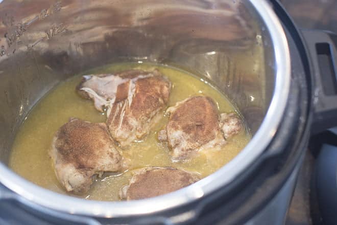 Cooked chicken thighs in the instant pot.