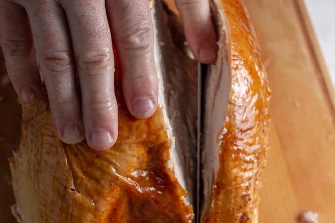 Carve turkey breast