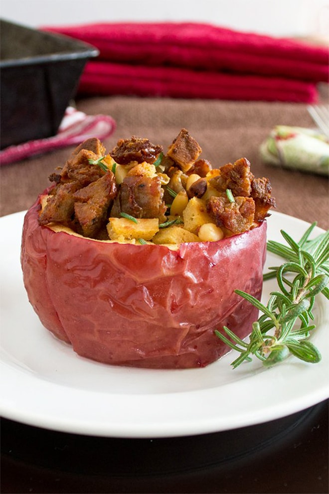 Apples Stuffed with Sausage, Rosemary, and Pine Nuts