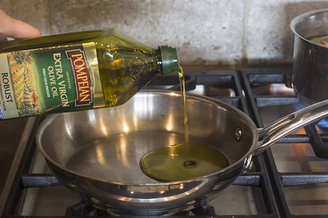 Add olive oil to pan.