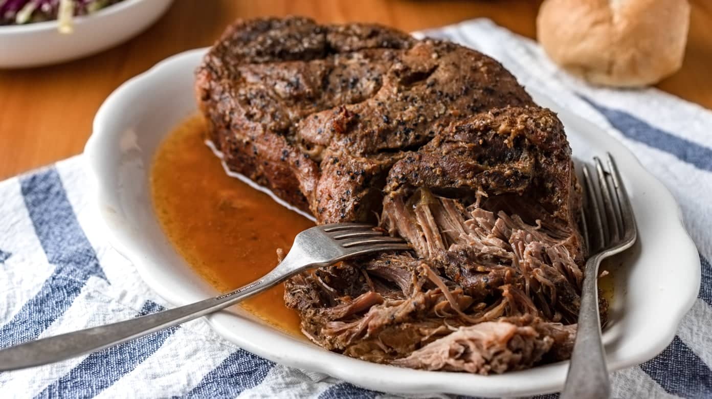 Brined pulled outlet pork