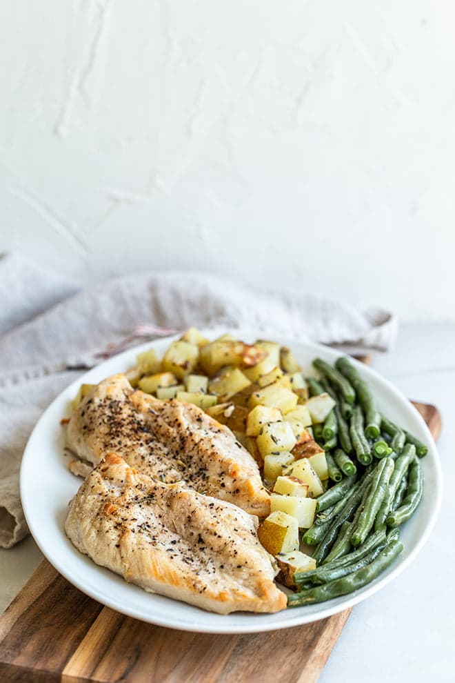 Air Fryer Chicken Dinner - Chicken with Potatoes and Green Beans