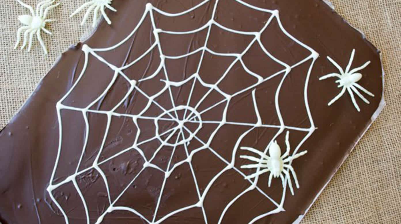 Two Ingredient Spider S Web Halloween Chocolate Bark