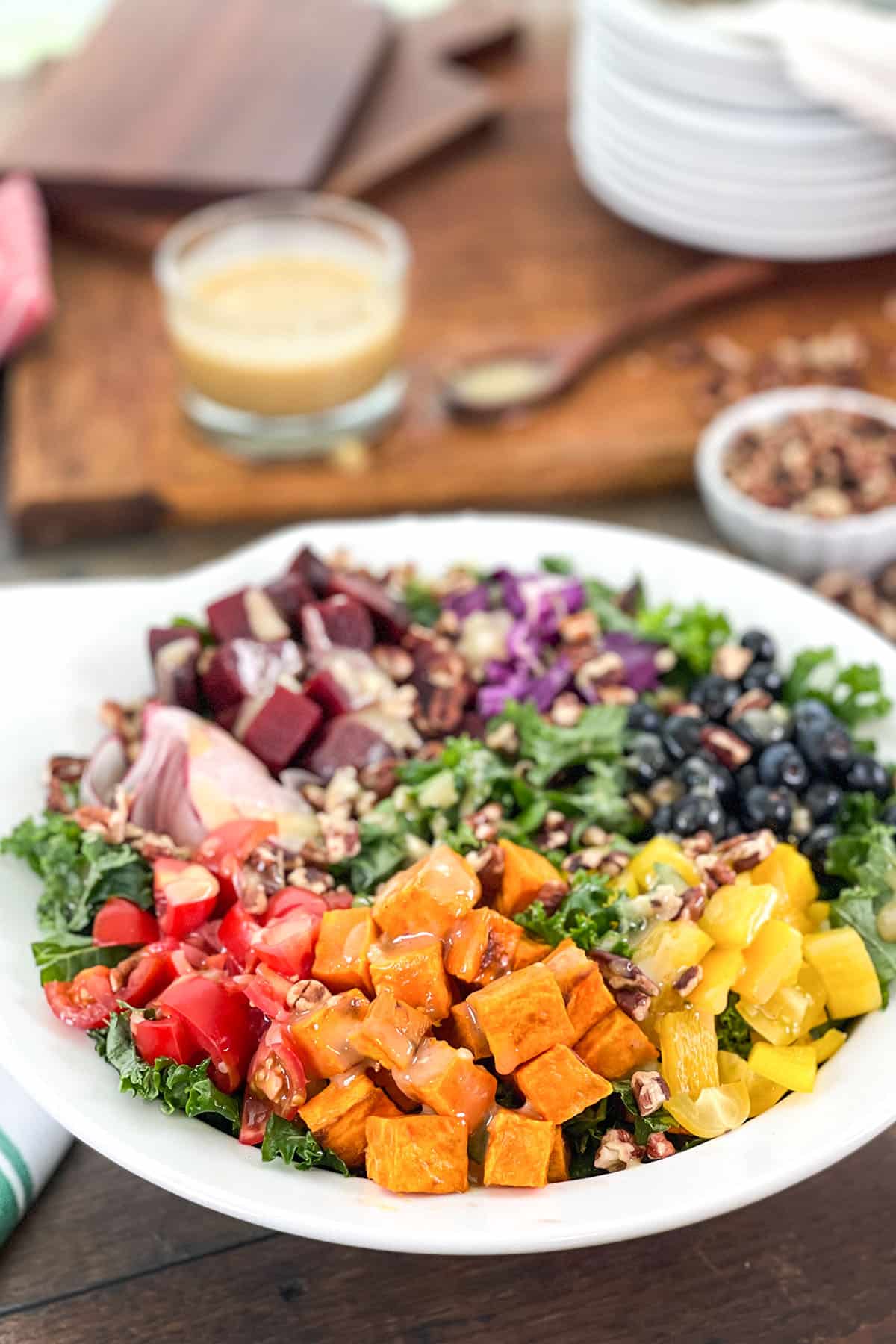 Rainbow Salad with Honey Tahini Dressing