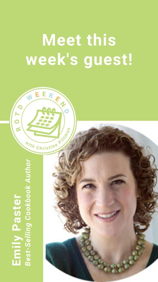 Green ROTD Weekend Graphic featuring a picture of Emily Paster.