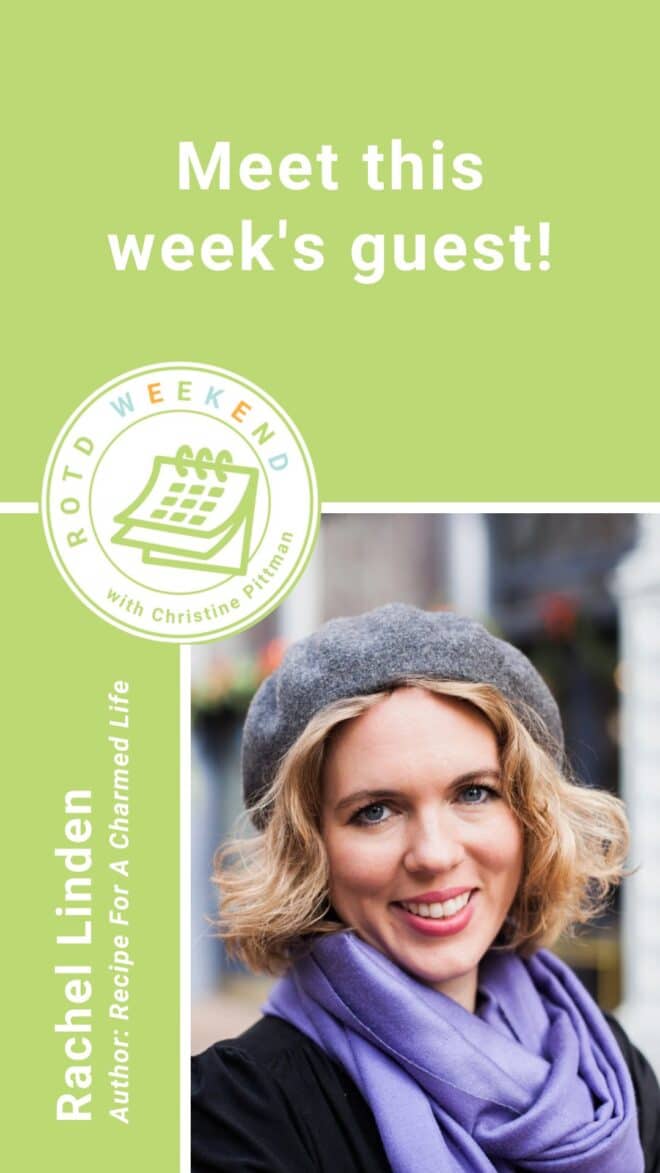 Green ROTD Weekend graphic with a picture of Rachel Linden.